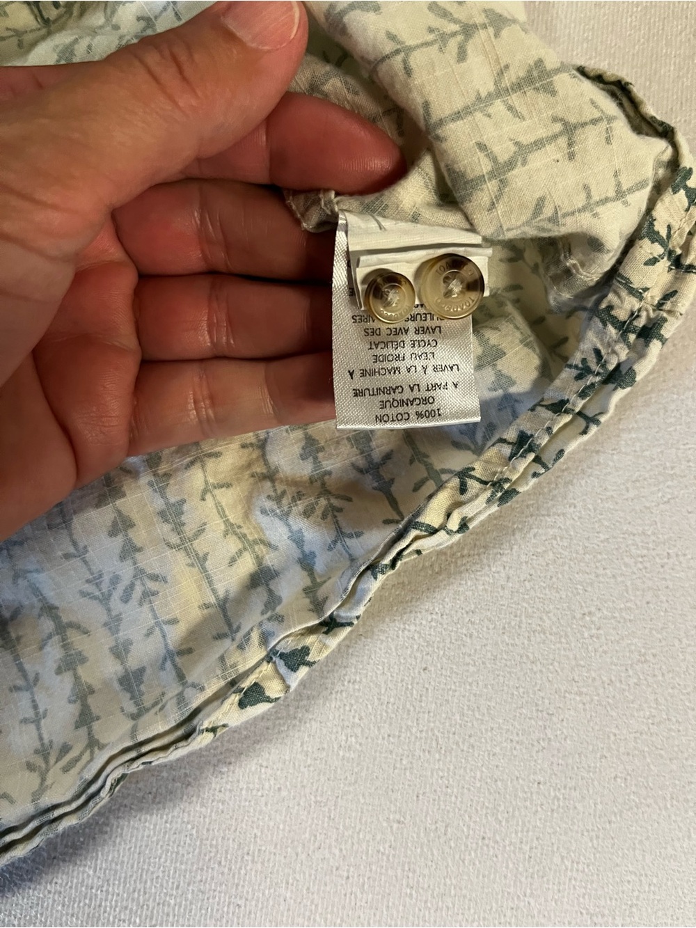 Toad&Co Shirt Men’s M Organic Cotton Camp Button Up Cream Green Print - Picture 6 of 8